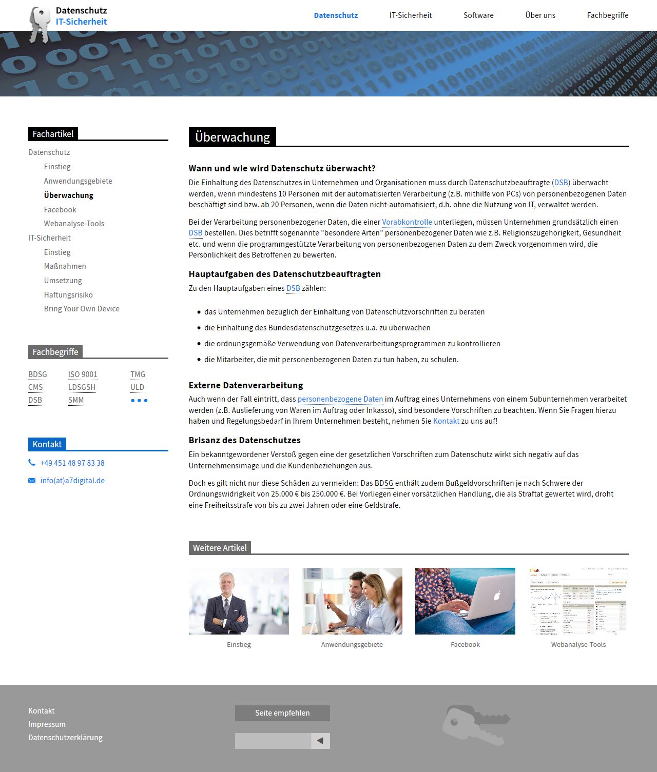 Textreiche Seite mit Bild-Sitemap in alternativer Darstellung zur Verlinkung weiterer Seiten (Screenshot: volle Seitenlänge bei 1280px Breite)