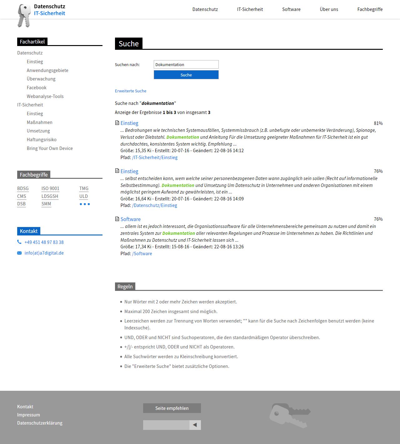 Such- und Ergebnisseite wahlweise ohne wechselndes Kopfbild, das über die gesamte Seitenbreite geht (Screenshot: volle Seitenlänge bei 1280px Breite)