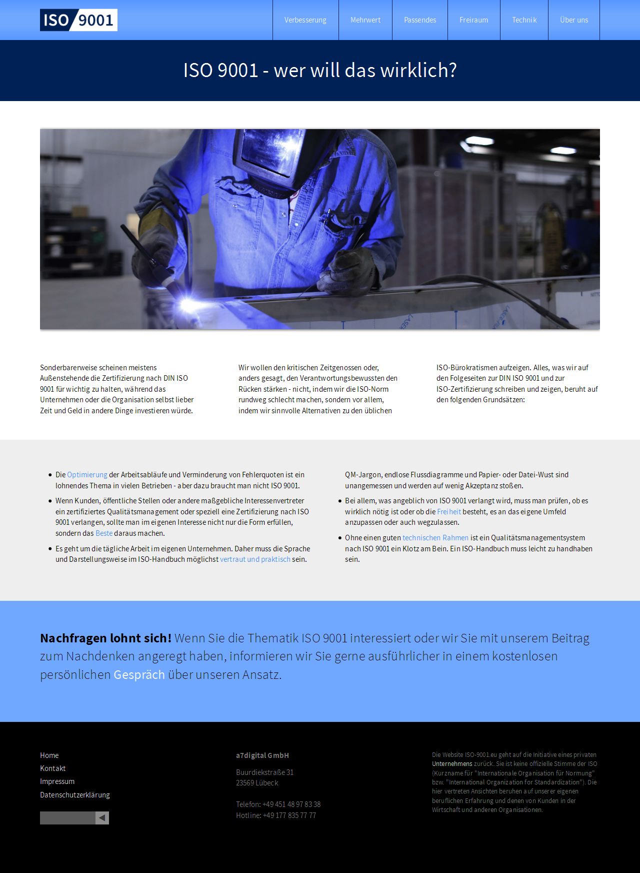 Große Bilder geben dem Responsive Design eine persönliche Note (Screenshot: volle Seitenlänge bei 1280px Breite)